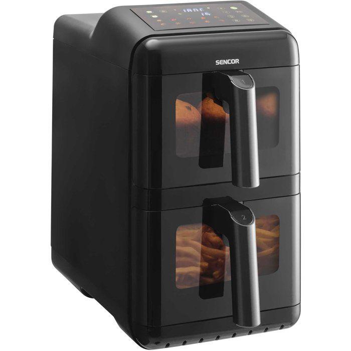 Friteuse à air chaud double panier Sencor SFR 1250BK - Fonction SyncFinish - Sans huile - 10 programmes - 11,6 L - 3000 W - Noire