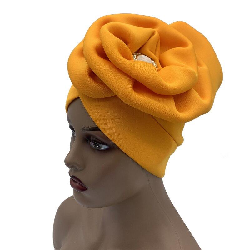Fashion Women Big Flower Muslim Turban Bonnet Female Beanies Hat Party Headwear Cap