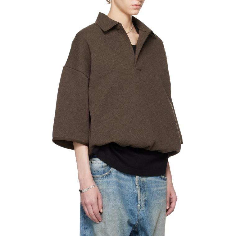 Fear of God Essentials Поло с 3/4 рукава Хизер Вуд Мужские Топы Коричневый 192SU244402F