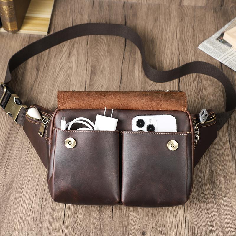 CONTACT'S Натуральная кожа Сумки через плечо для мужчин Повседневная дорожная сумка-слинг Сумка на плечо Мужская поясная сумка в стиле ретро Нагрудная сумка для мобильного телефона для мужчин