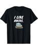 Unisexs I Like Rocks Geology Graphic TShirt  Black Casual Tee with White Text  Blue Rock Design Soft Breathable Fabric Regu