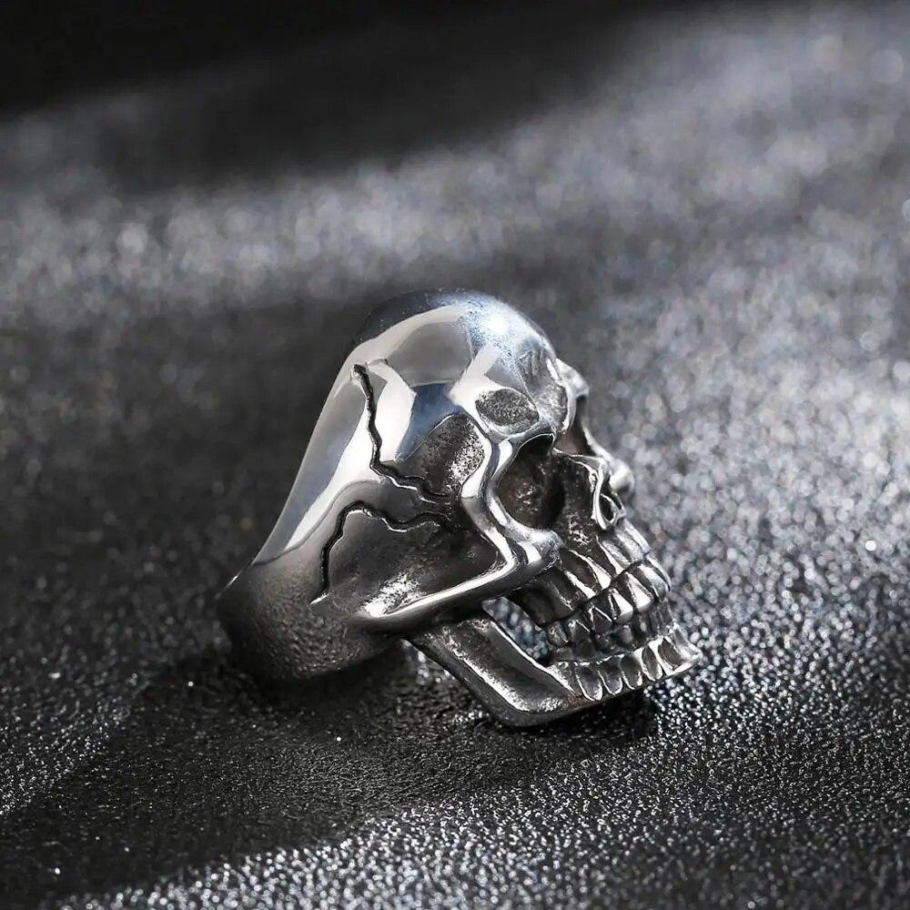Kalen Vintage Gothic Style 6mm Men's Stainless Steel Skull Ring Charm Jewelry Accessories
