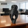 Невыцветающая фигурка совы, 3D-печатная фигурка, Полая современная арт-скульптура с матово-черным покрытием, Декор для офиса и дома, Минималистичный стол для книжной полки,