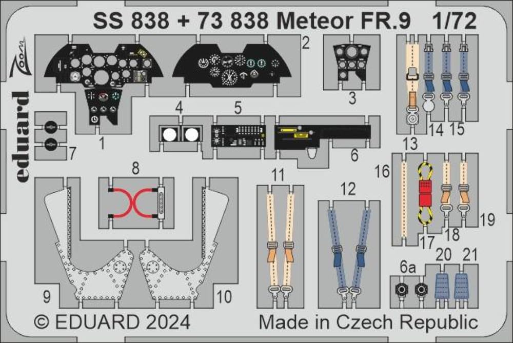 eduard Meteor Etched Parts for Plastic Model EDU73838 1/72 Photo-etched FR.9 (for Airfix)
