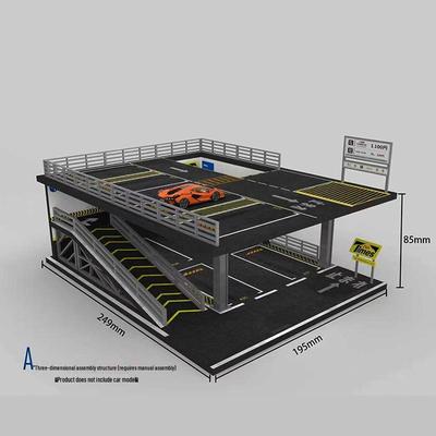 Модель открытой парковки в масштабе 1/64 со стальным каркасом и двухъярусным гаражом для хранения игрушек и домашнего декора