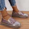 Designer Shoes Ladies Flat Sequined Sneakers Casual Women's Mesh Lace-up Fine Diamond Sequins Platform Shoes Zapatos De Mujer