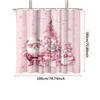 1pc Pink Merry Christmas Santa Claus Print Waterproof Shower Curtain Partition Privacy Hanging Curtain 12 Hooks Multiple Sizes