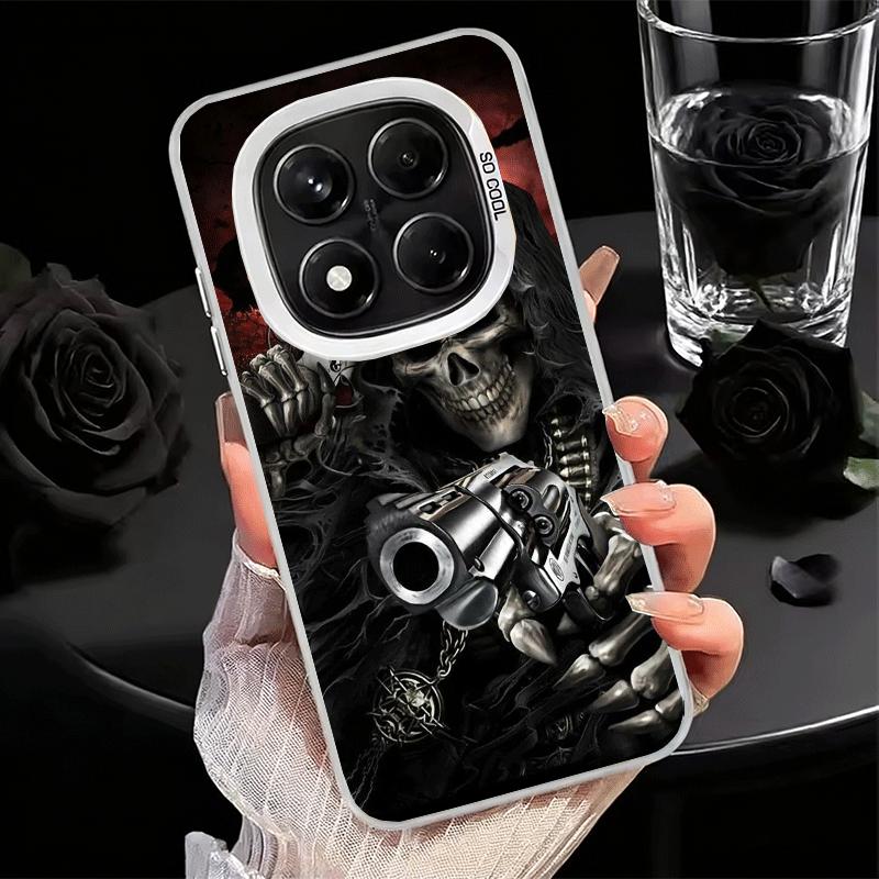 Reaper Skull Skeleton Gun Soft Phone Case for Xiaomi Redmi Note 13 14 15 Pro Plus 12S 12 11S 11 11T 10S 10 Shockproof Cover Back