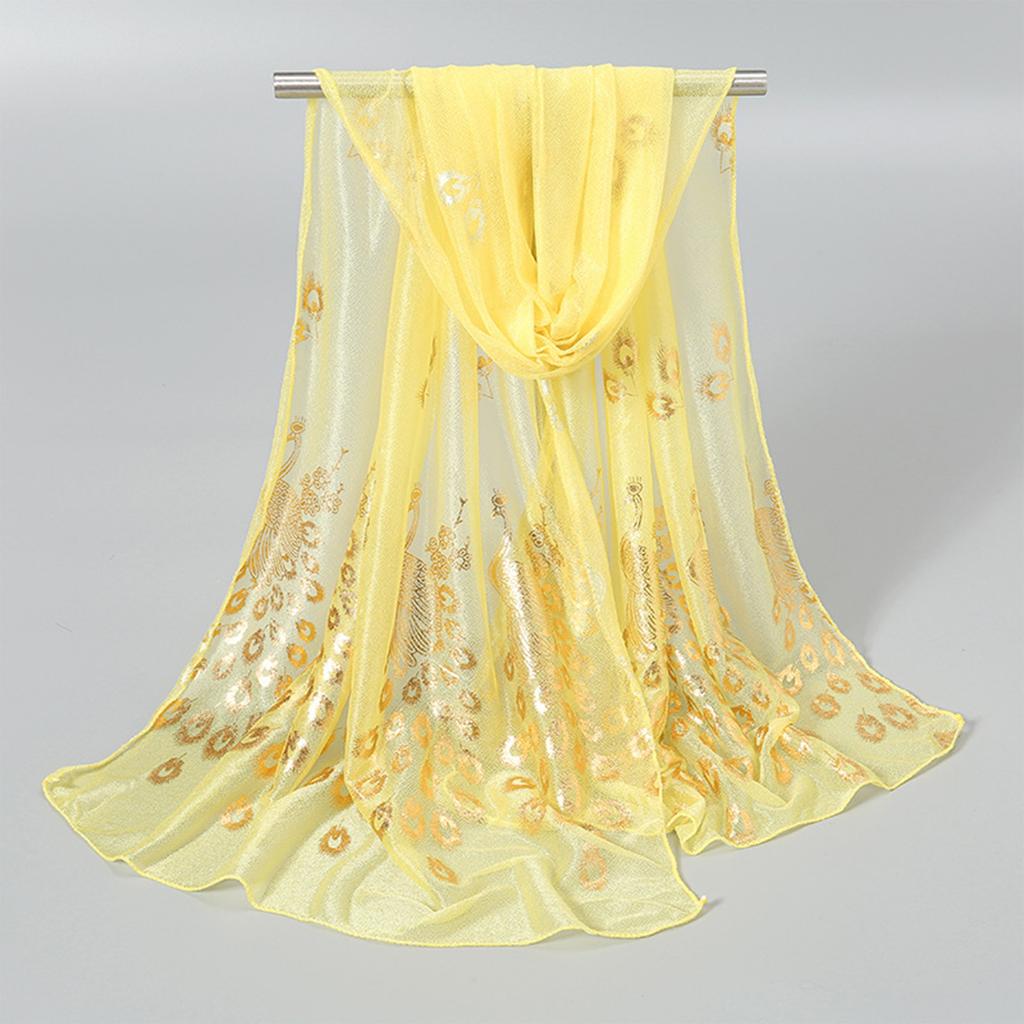 Женский элегантный темперамент, однотонный шарф с принтом павлина, легкая и удобная шаль