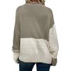 Women's Casual Round Neck Colorblock Pullover Sweater Loose Casual Long Sleeve Contrast Color Top