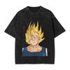 Dragon Ball Z Super Saiyan Majin Vegeta Goku Washed T Shirts Streetwear Hip Hop Retro T-Shirt Tees Men Women High Street Summer