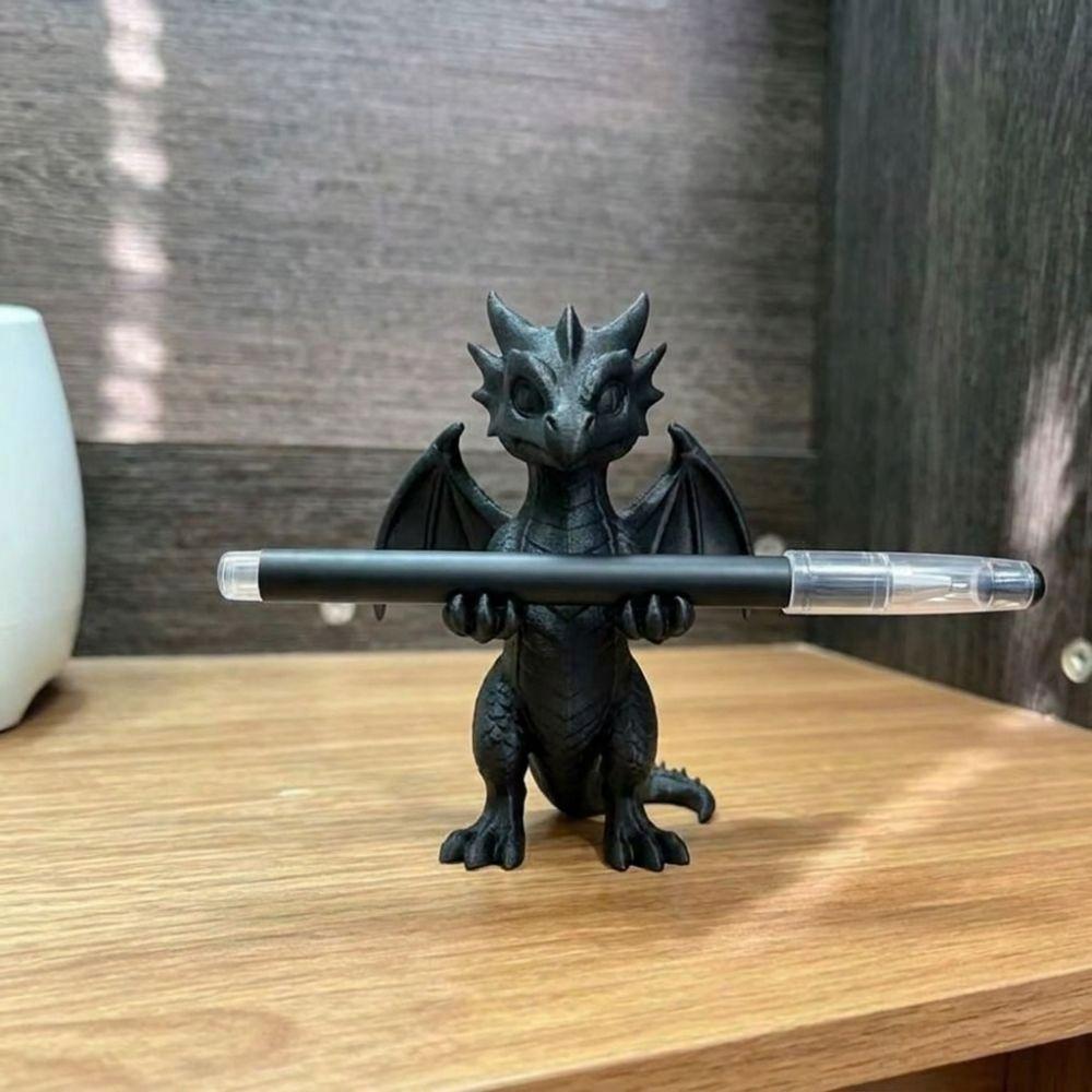 Vintage Style Dragon Shaped Pen Holder Oriental Myth Dragon Stationery Storage Study Room