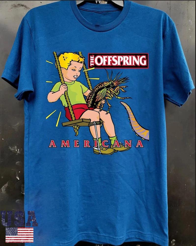 Offspring Americana Графичная Футболка с Логотипом Группы Панк-Рок Винтажное Искусство Альбома Синяя Рубашка Унисекс Футболка