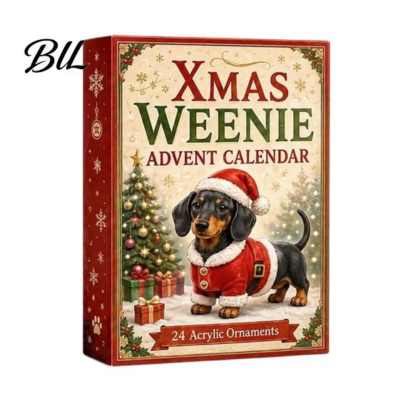 Holiday Countdown Experience 2026 Dog Christmas Advent Calendar, 24-Day Ornaments Calendar with 24 Party Supplies Pcs 2D Acrylic Figures for