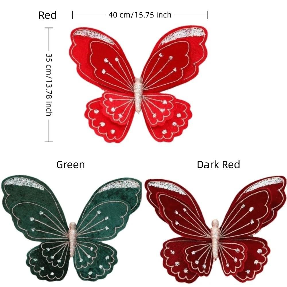 Glitter Coated Artificial Glitter Butterfly Large Size Simulated Butterfly Tree Decor Party Decor