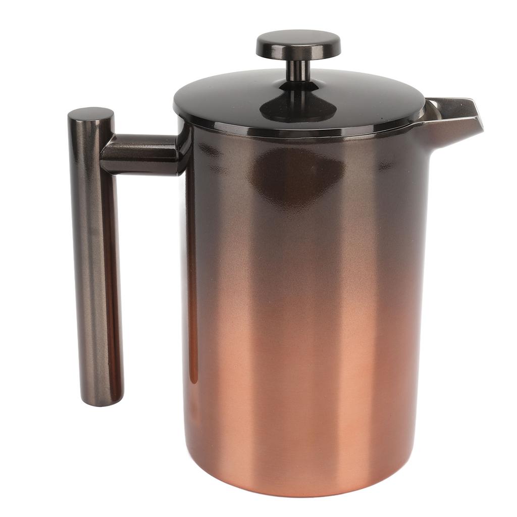 French Press Coffee Tea Maker with Filter Double Layer 304 Stainless Steel Gradient Ramp for 800ml