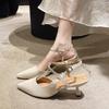 Women Sandals Pointed Toe Elegant Low-heel Shoes Summer Fashion Slingback Woman Mules Shoes Pumps Dress Shoes