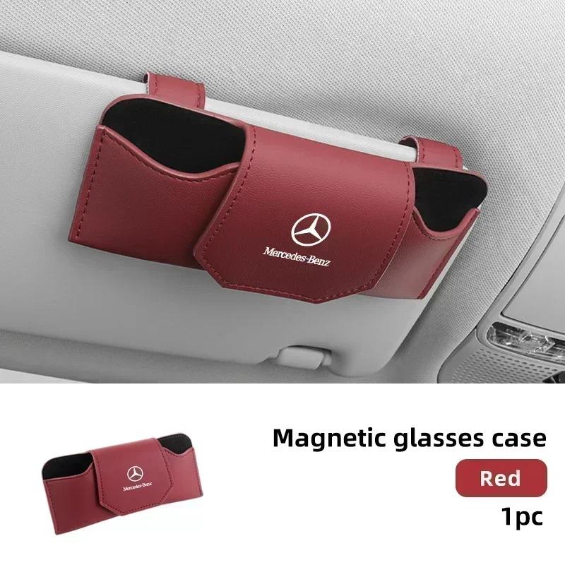 Car Sun Visor Glasses Storage Box Sunglasses Clip Organizer Holder For Mercedes Benz AMG A C E V Class W201 W210 W108 W204 W205 DQRST1