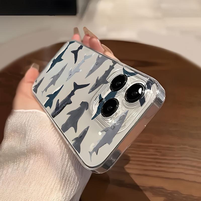 Прозрачный чехол для телефона с акулой для iPhone 16E/15/14/13/12 Pro Max/11/7 Мягкий чехол