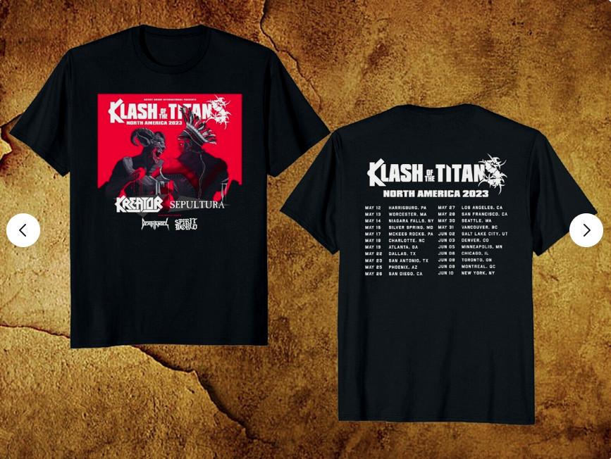 Kreator Sepultura Klash of the Titans North America 2023 Tour T-shirt