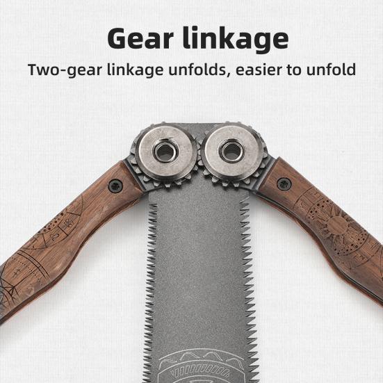 Складная ручная пила с деревянной ручкой, острое лезвие, двухсторонние зубья, компактный дизайн