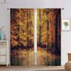 Green Forest Autumn Woods 3d Printing Curtains Tyndall Effect Bedroom Living Room Kitchen Decorative Curtains 2 Pieces