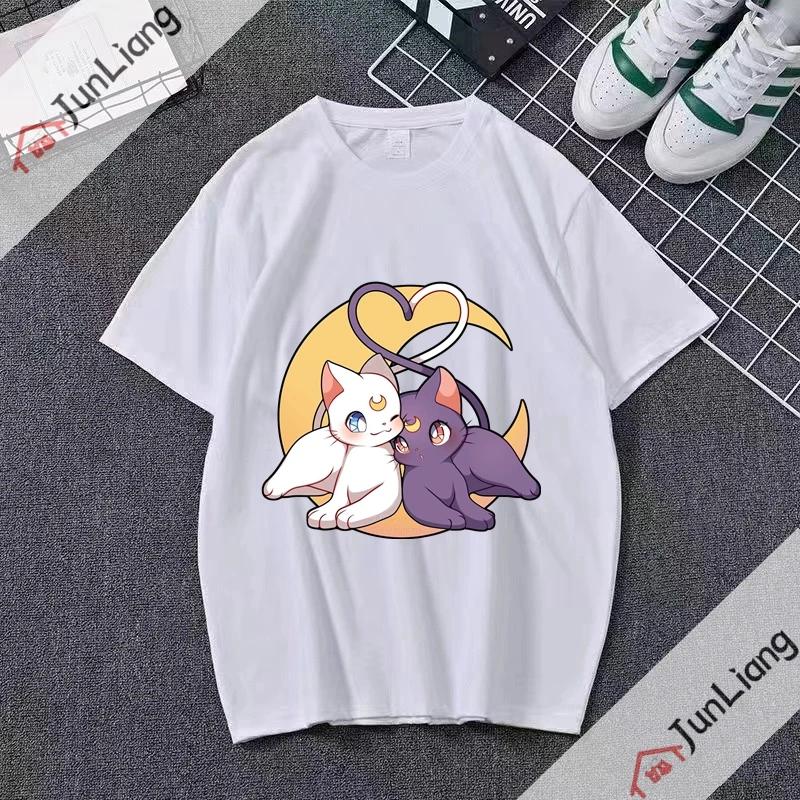 Sailor Moon Unisex Clothing Unisex Anime Kawaii Cute Short Sleeve Tee Футболка с принтом в виде топов Streetwear Y2k Graphic Shirts