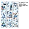 Reusable Festive Stickers 9Pcs Christmas Window Clings, Blue Santa Snowman Reindeer Static Stickers, Elk Glass Double Sided Xmas Decorations for Home