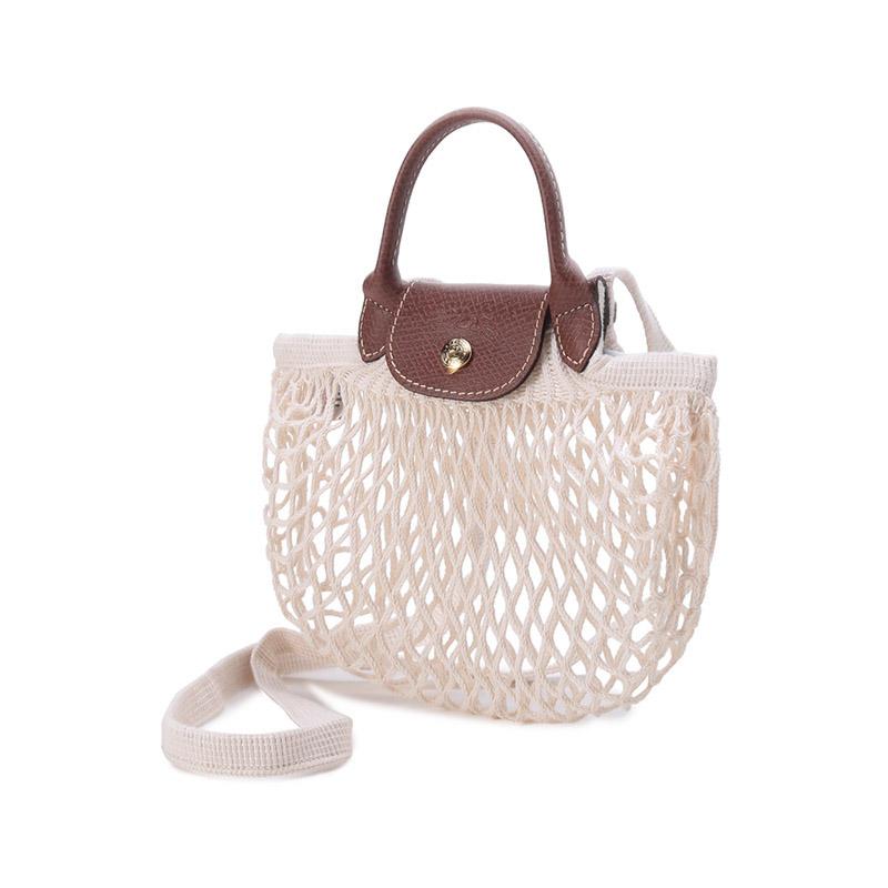 Longchamp Le Pliage Filet 17 Cotton And Leather Casual Net Bag Tote Shoulder Crossbody Mini Women bags Linen 10139HVH037