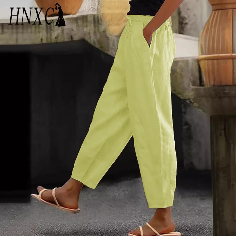 HNXC Женские модные повседневные однотонные брюки и капри с принтом