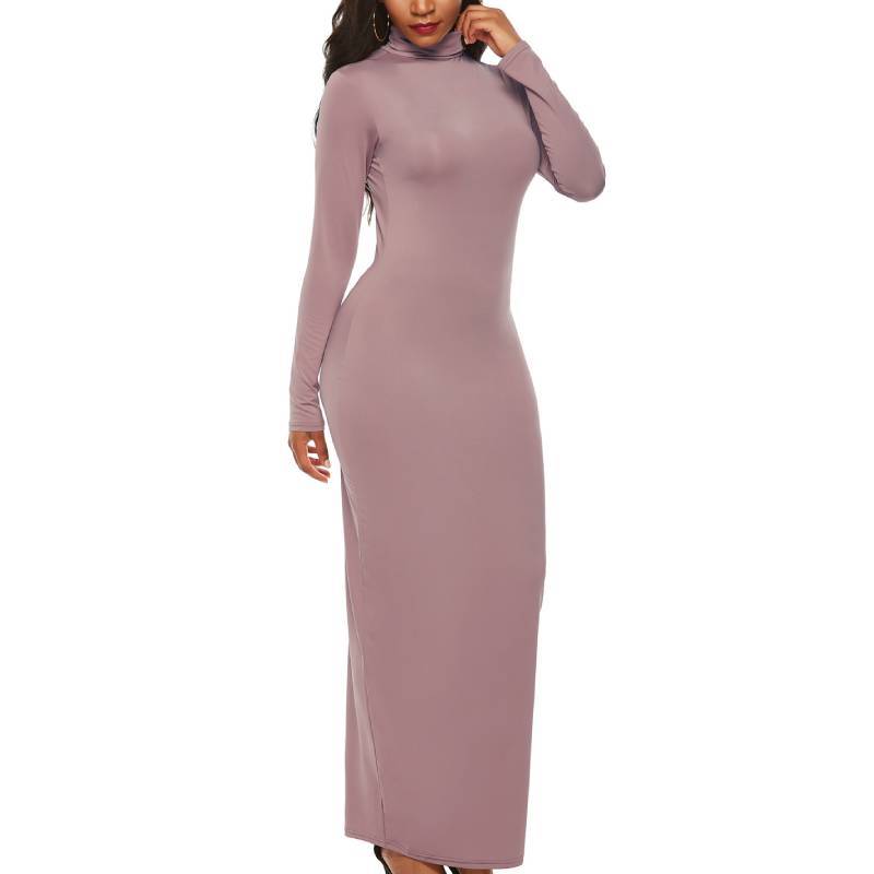 Long Sleeve Stretch Polyester Elegant Bodycon Dress For Office Women