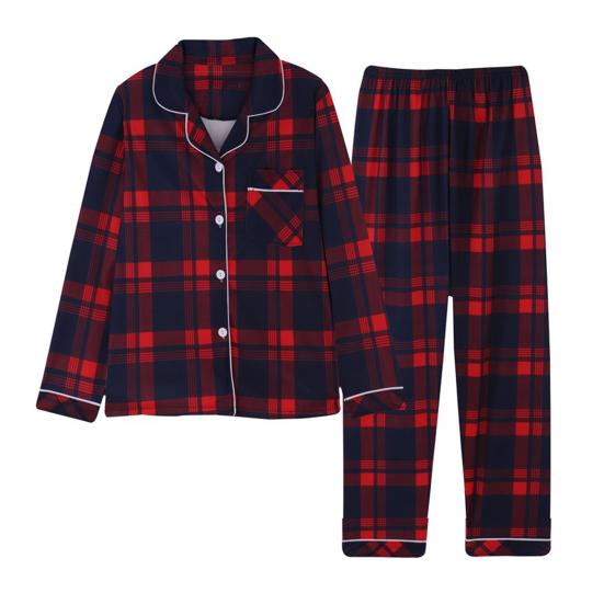 Family Christmas Pjs Matching Set Plaid Long Sleeve Button Down Sleepwear Holiday Soft 2 Piece Lounge Sets