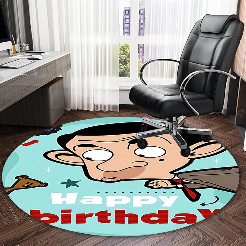 1pc Mr Bean1 Print Round Carpet Chair Round Carpet Suitable for Bedroom Living Room Home Decorative Carpet