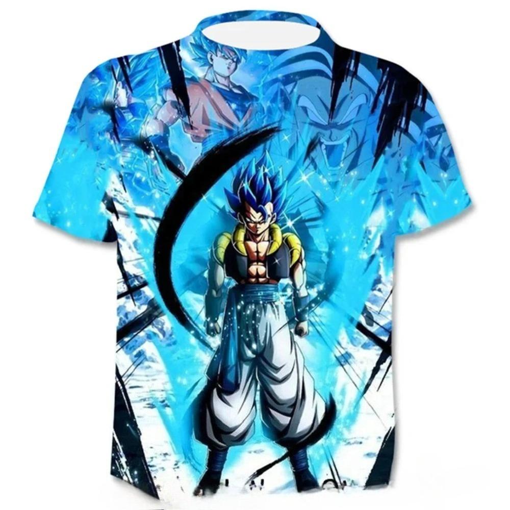 Детская футболка с 3D цифровой печатью из серии Dragon Ball, уличная трендовая футболка с круглым вырезом и короткими рукавами для мальчиков