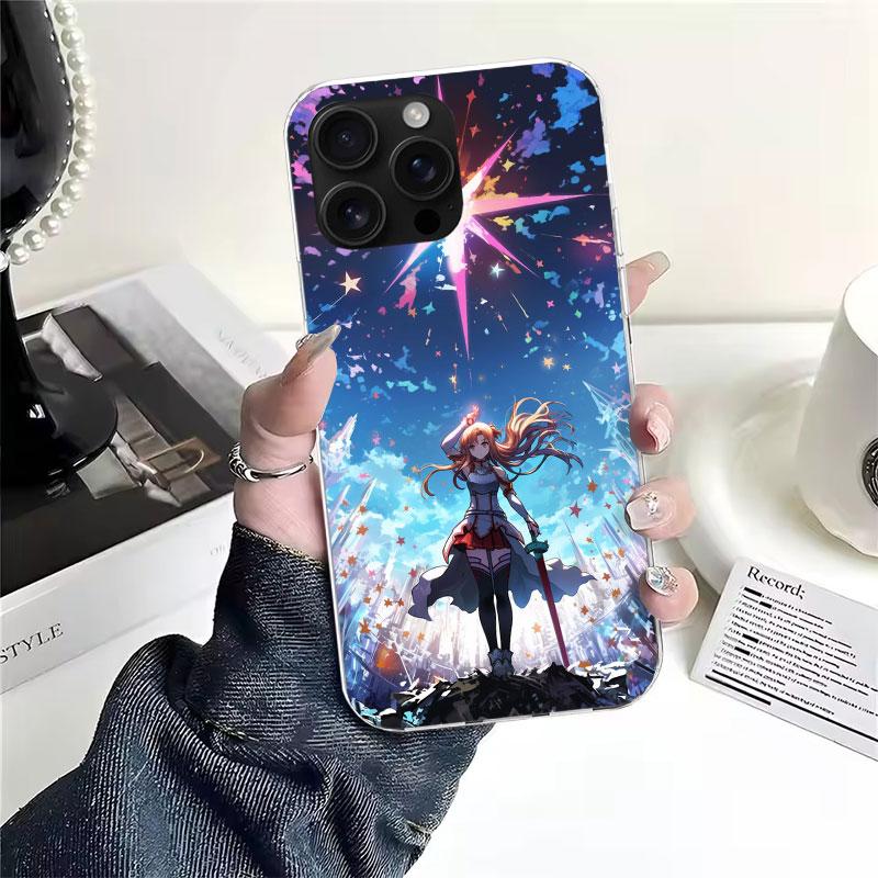 Аниме Sword Art Online SAO Мягкий чехол для телефона для IPhone 11 17 Air 16E 16 Pro Max 15 + 14 Plus 13 Mini 12 Apple 7 SE 8 Fundas Coque
