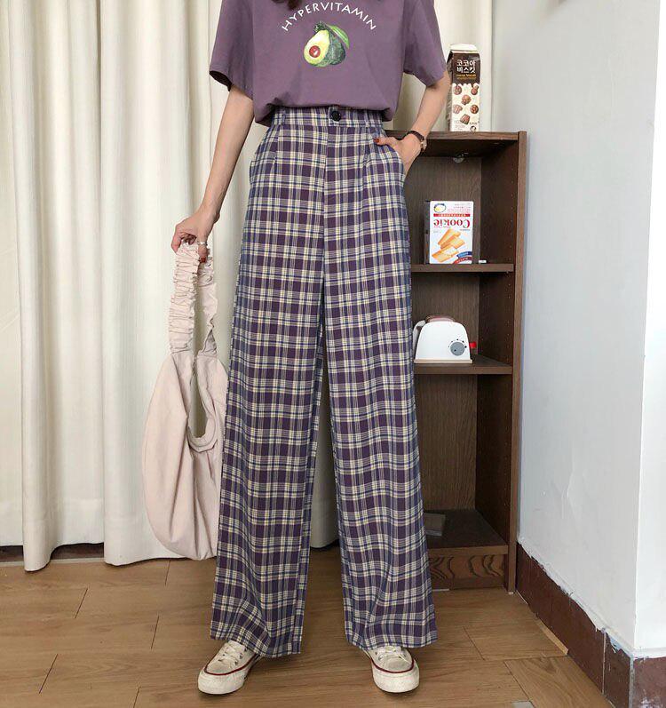 Женские Широкие брюки в клетку, размер: M-XL, цвета в ассортименте
