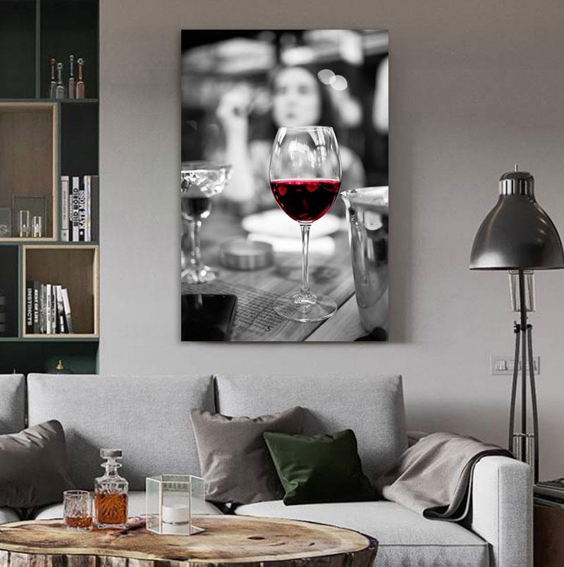 Мода Красное вино Чашка Искусство Холст Картина Современные Плакаты и Принты Западный Ресторан Бар Настенное Искусство Картина Коридор Домашний Декор