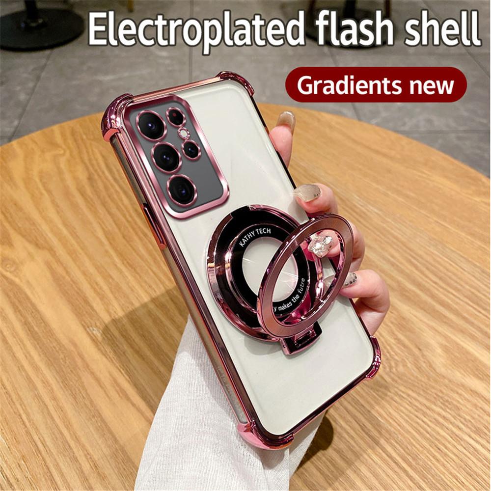 Роскошный противоударный чехол с блестками и держателем для Samsung Galaxy S24FE S23 S21 S22 Plus S20FE Note 20 Ultra Stand Cover S24