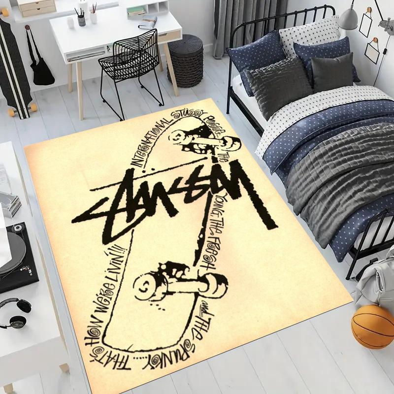 Dark Gray Camo City Text Signature Logo Area Rug Non Slip Mat, Camouflage Street Style Carpet for Game Room Bedroom Decor