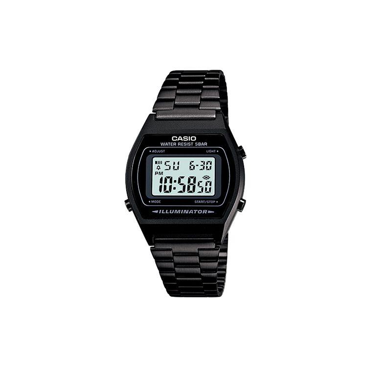 Casio Классические Ретро Мода Минималистичный ЖК-дисплей Квадратный циферблат Спортивные Водонепроницаемые Кварцевый механизм Стальной браслет Мужские часы Черные B640WB-1A