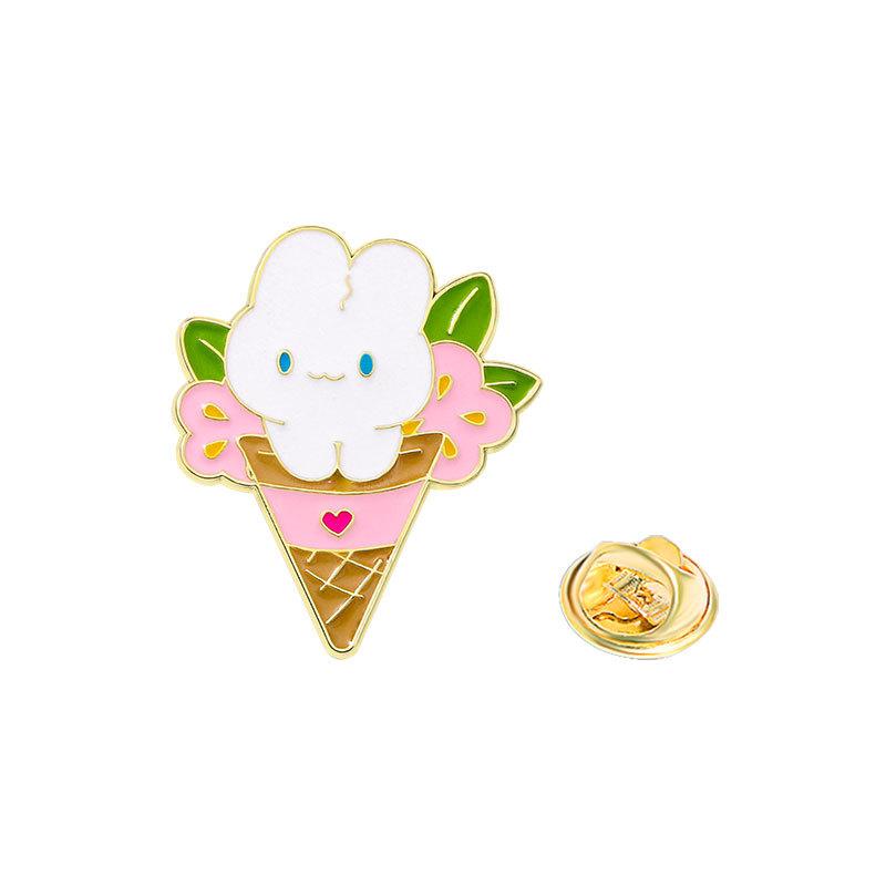 Original Enamel Alloy Brooch Cute Small Animal Ice Cream Sweet Pin Badge for Kid Clothes Backpack Decoration Wholesale