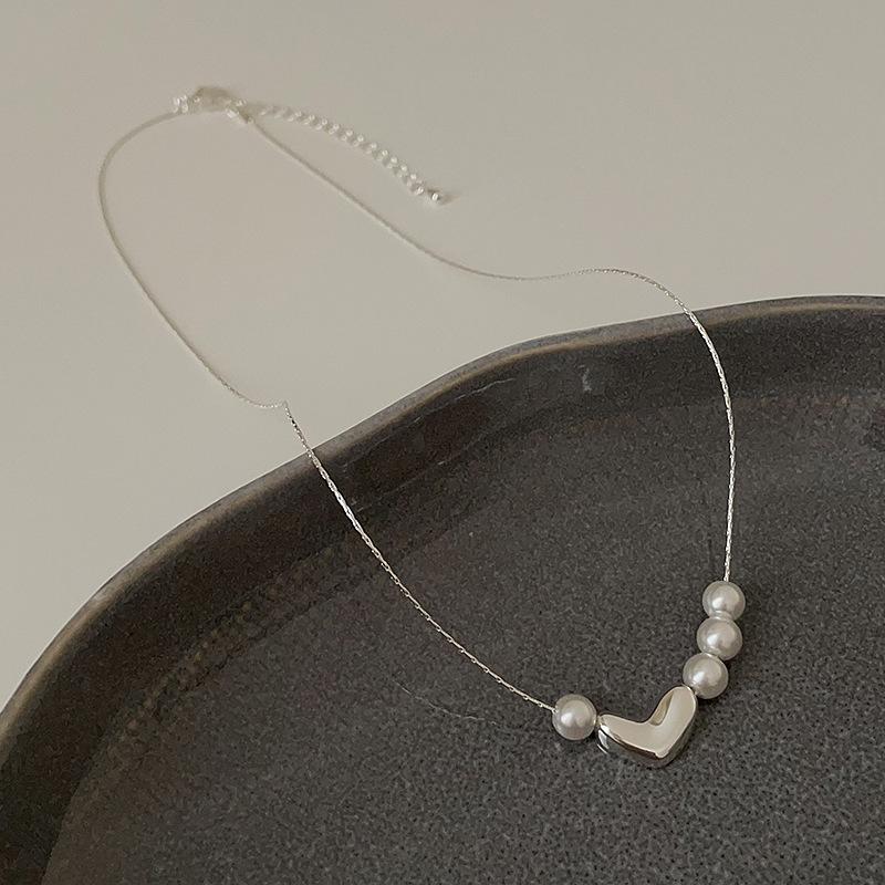 Простое ожерелье с жемчугом Love Женственность Элегантный Свет Роскошь Тенденция Личность Мода Изысканный Универсальный Цепочка на шею Цепочка на ключицу