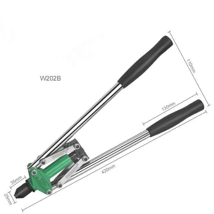 Набор ручных заклепочных пистолетов с 16 размерами головок заклепок, сверхпрочный одноручный заклепочный инструмент для металла, пластика и кожи