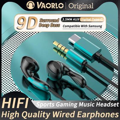 9D HIFI Heavy Bass Waterdrop Style Проводные наушники 3,5 мм AUX/Type-C Цифровые чиповые гарнитуры для iPhone 15/16 Samsung Xiaomi Android Tablet PC