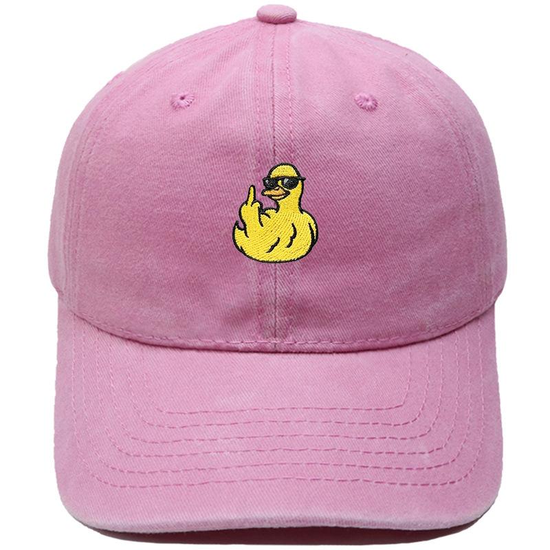 Cute sunglasses little yellow duck embroidered baseball cap washed retro dad hat hip hop men's and women's casual hat trend