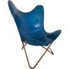 Blue Vintage Leather Butterfly Chair Leather Accent Chair Living Room Chair