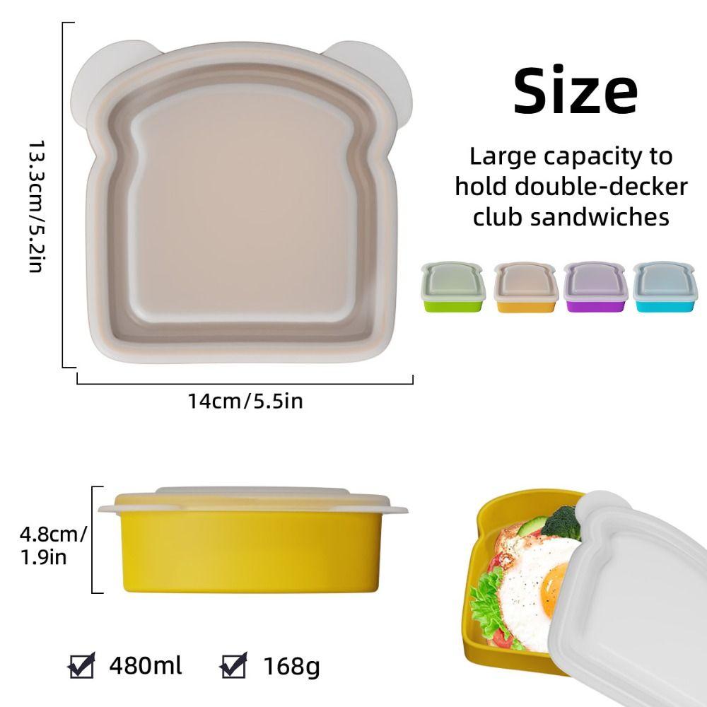 Airtight Silicone Sandwich Box With Lid Prep Keeper Dishwasher Safe Food Container  Snacks
