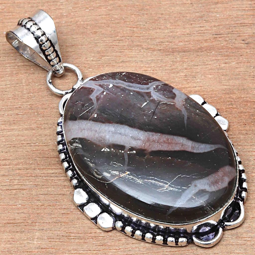 Pendant Crazy Lace Agate Gemstone Valentine'Day Gifted Silver Jewelry 2.25"