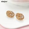 SIMJOO Creative Rose Gold Color Earrings for Ladies Fashion Personality Ball Zircon Earrings