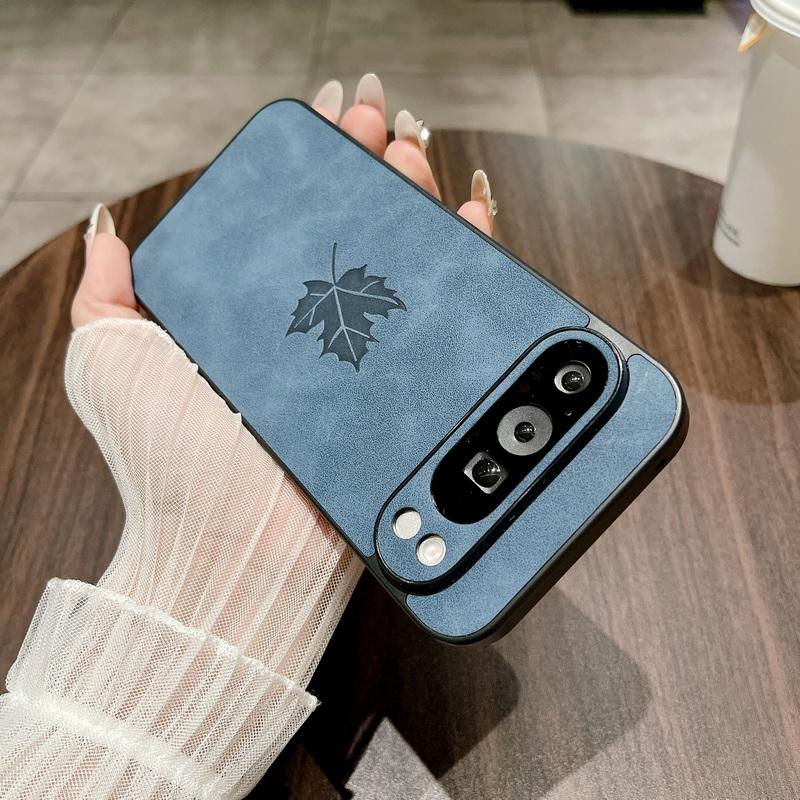 Тонкий матовый чехол из однотонной кожи для Google Pixel 9 Pro XL 8A 8 Pro 7A 7 с узором из кленового листа, противоударный, мягкий чехол для телефона из ТПУ